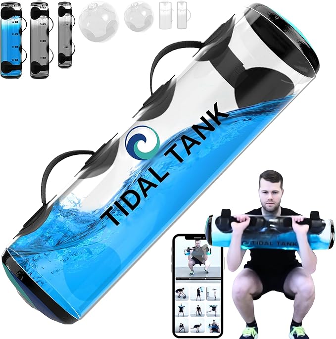 Tube - The Original Aqua Bag - Water Bag 30lbs to 70 lbs - Adjustable Sand Bag Alternative - Stability, Core and Balance Training - Portable Fitness Equipment - Including App