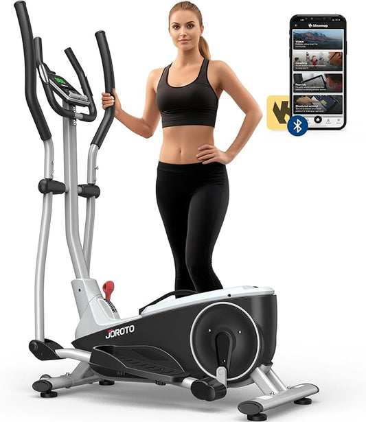 JOROTO Elliptical Machine, Cross Trainer with 8 Resistance Levels Hyper-Quiet Magnetic Driving System, Pulse Rate Grips & LCD Monitor Elliptical for Home Gym,330lb/150kg Weight Limit