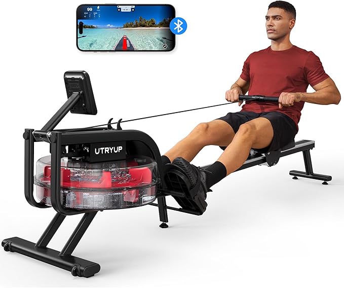 Magnetic Rowing Machines for Home, Compact and Saves Space - Vertical/Folding Storage, 350 LB Weight Capacity with Bluetooth App Supported, Tablet Holder and Comfortable Seat Cushion