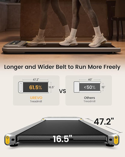 UREVO Under Desk Treadmill, Walking Pad 2 in 1 for Home/Office, Portable Walking Pad Treadmill with Remote Control, LED Display