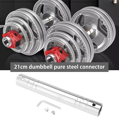 Create idea Dumbbell Connector Bar Dumbbell Pure Steel Connector Barbell Connector Bar Spin-Lock Dumbbell Connector with Bolts Wrench