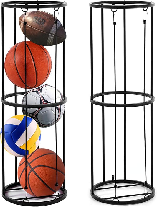 Ysglory Garage Ball Storage Vertical Ball Rack Sports Wall-Mounted Basketball Soccer Ball Holder Football Volleyball Rack Organizer Sports Ball Organizer