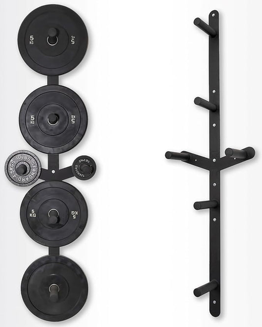 Signature Fitness Weight Plate Storage Rack, Weight Plate Holder Wall Mounted Bumper Plate Storage for Home Gym, Fit 2" Olympic Plates