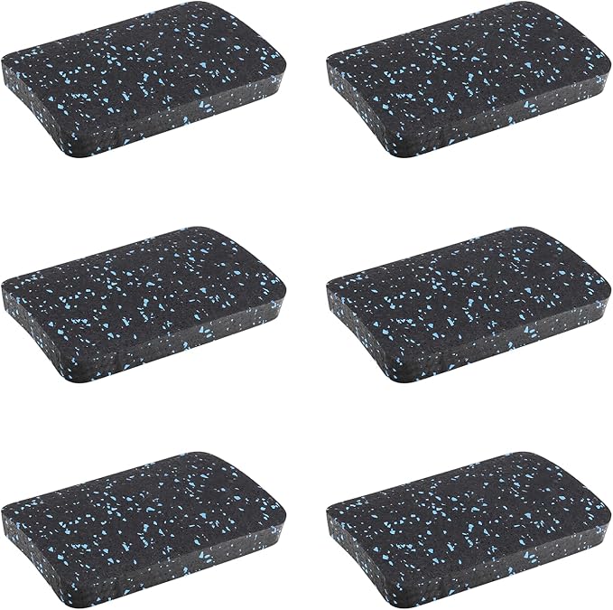 Treadmill Mat Pads, Exercise Equipment Mat with High Density Rubber for Protect Floors 4.7" x 3.2" x 0.55" (6 PCS) Black