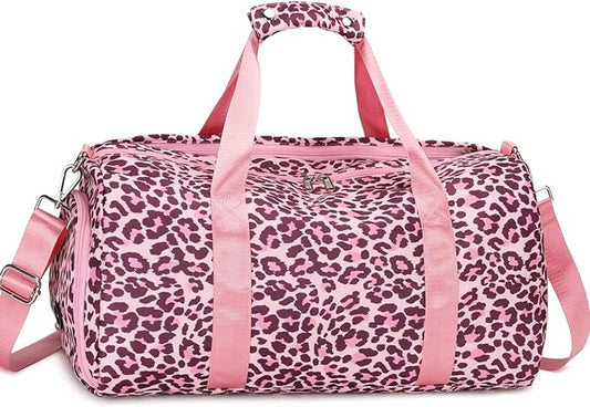 Sports Gym Bag, JIANYA Weekender Overnight Travel Duffle Bag with Wet Pocket & Shoe Compartment for Women Teen Girls