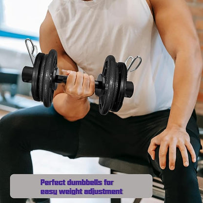 16" Loadable Olympic Dumbbell Handle with 150LB Weight Capacity - Fits 2-inch Olympic Plates - Comes with 2 Pairs of Spring Coils - Ideal for Fitness and Exercise