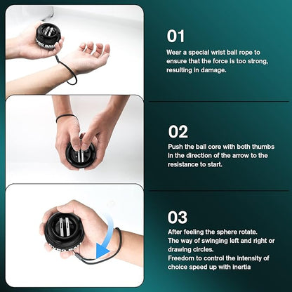 Wrist Trainer Ball Auto-Start Wrist Strengthener Gyroscopic Forearm Exerciser Gyro Ball for Strengthen Arms, Fingers, Wrist Bones and Muscles