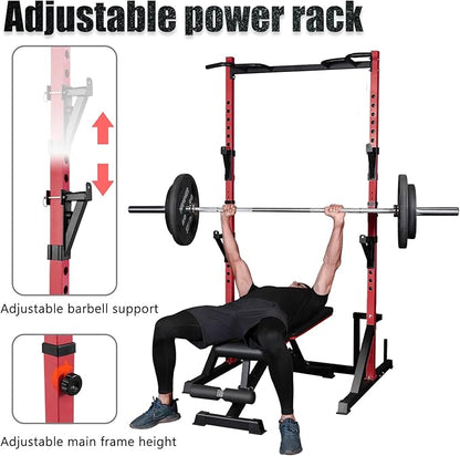 CANPA Multifunction Power Rack with Pull up Bar, Heavy Capacity and Adjustable Squat Stand Rack for Home Gym Equipment, Power Rack Cage