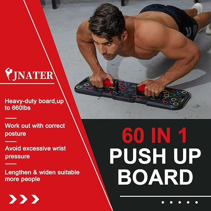 Push Up Board with Smart Count, Multi-Function 60 in 1 Push Up Bar (Foldable & Portable), Push up Handles for Floor, Professional Home Workout Equipment, Strength Training Equipment for Men & Women