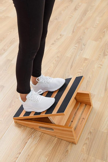 StrongTek Professional Wooden Slant Board, Adjustable Incline Board and Calf Stretcher, Stretch Board - Extra Side-Handle Design for Portability