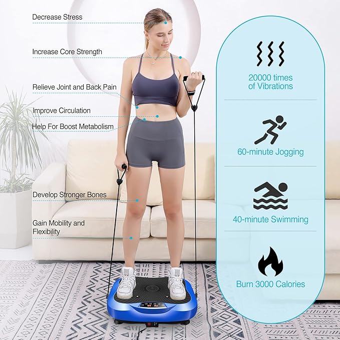 Vibration Plate Exercise Machine Whole Body Workout Vibrate Fitness Platform Lymphatic Drainage Machine for Weight Loss Shaping Toning Wellness Home Gyms Workout