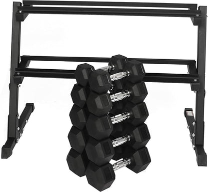 Signature Fitness Premium Rubber Coated Hex Dumbbell Weight Set, Multiple Packages