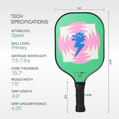 Fun Pickleball Paddles Set of 2 Pink and Green, Cute Pickle Ball Rackets for Kids Girls Boys Women Men, Professional Pickleball Racquets Equipment for Indoor or Outdoor, with Balls & Bags