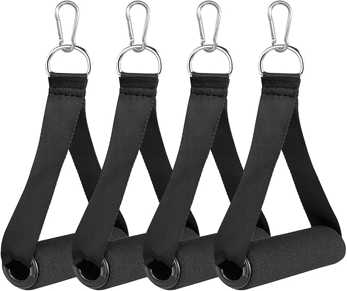 Gym Handles for Cables,Heavy Duty Cable Machine Handles Cable Handles Gym Equipment Resistance Bands Handles with 4 Carabiners for Resistance Bands, Strength Trainers, Home Exercise (Set of 4)