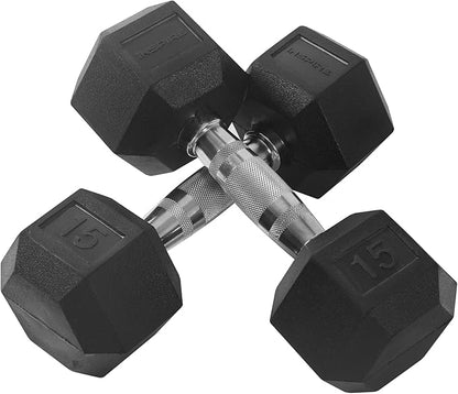 Inspire Fitness Rubber Dumbbell Set - Rubber Hex Weight Set - Dumbbell Weight Set for Home Gym or Professional Gym - Ergonomic Weight Set