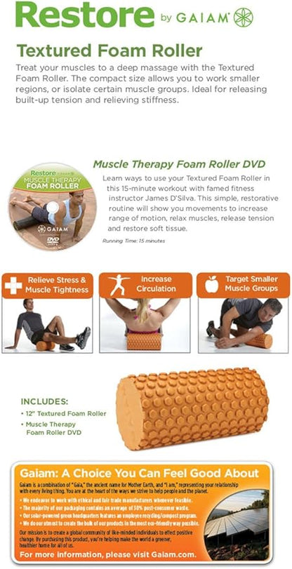 Gaiam Restore 12-Inch Textured Foam Roller w/ DVD