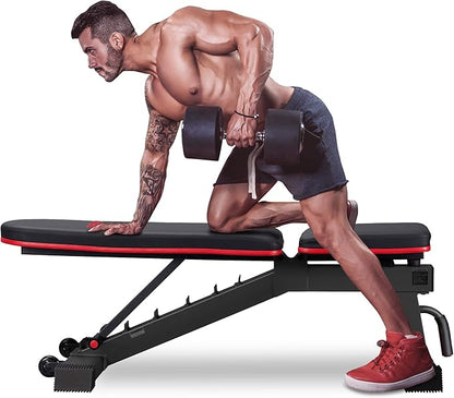 DERACY Adjustable Weight Bench for Full Body Workout, Incline and Decline Weight Bench for Indoor Workout, Home Gym