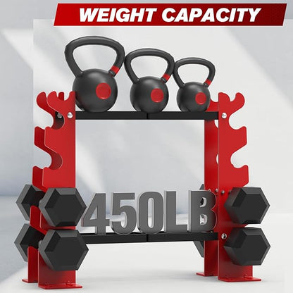 Dumbbell Rack Stand Only, Weight Rack for Dumbbells Strength Training Dumbbell Racks Red and Black 5 Tier 450LBS Capacity Weight Rack for Home Gym Weight Storage Organizer Racks, Suitable for 8-30 LBS