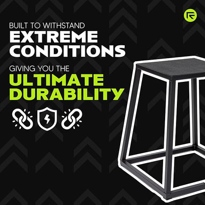 Rage Fitness Steel PlyoBox12-18-24-30Inch High Anti-SlipPlyometric JumpBoxes For Agility,Stamina And Conditioning StrengthTraining(Sold Individually)Plyometric Platform Step Up Box Jump For Home & Gym