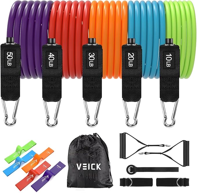 VEICK Resistance Bands, Exercise Bands, Workout Bands, Resistance Bands for Working Out with Handles for Men and Women, Exercising Bands for Fitness Weights Work Out at Home