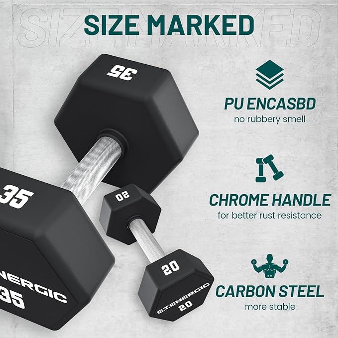 20LB/35LB PU Hex Dumbbells Solid Carbon Steel