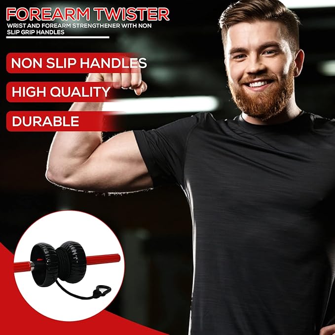 Forearm Exerciser - Wrist and Forearm Strengthener Enhanced Grip Strength Trainer with Weight Bearing Rope Blaster Workout Equipment - Quick Locking Mechanism Wrist Roller for Men - Women