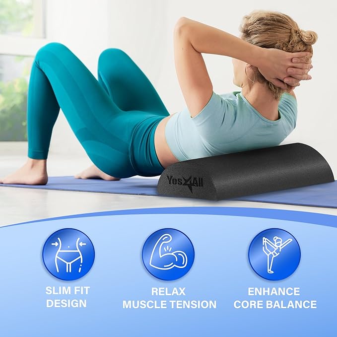 Yes4All Soft-Density Half PE 12/18/ 24/36 inch Foam Rollers for Muscle Massage, Yoga Core Exercise & Physical Therapy