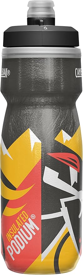 CamelBak Podium Chill Insulated Bike Water Bottle - Easy Squeeze Bottle - Fits Most Bike Cages - 21oz, Carrera