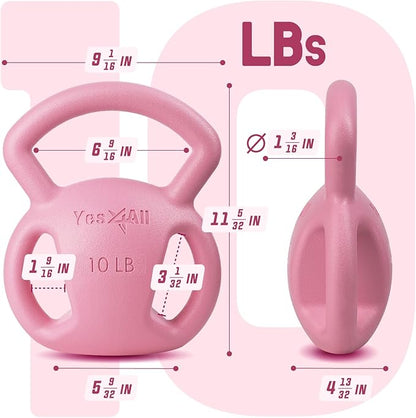 Yes4All Kettlebell 10&15lb Weight with Wide Multigrip Handle for Dumbbell Weights Exercises, Full Body Workout Equipment