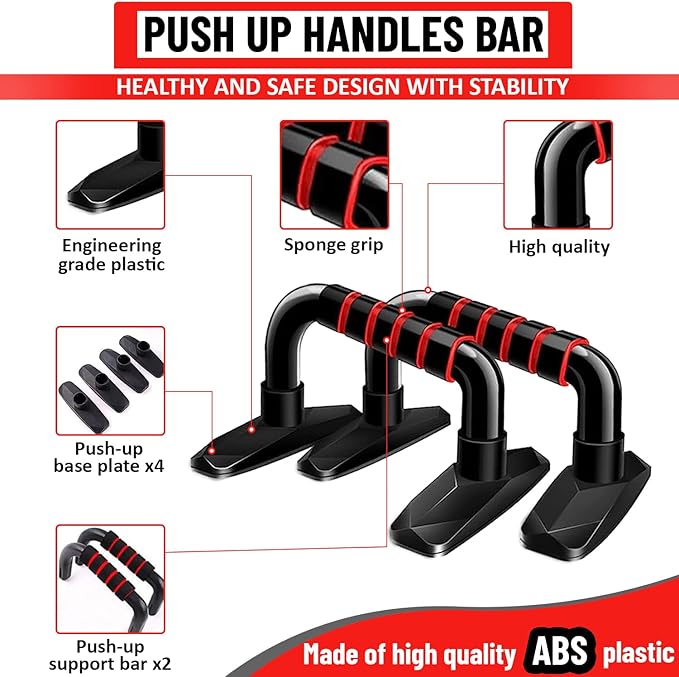 Perfect Push Up Bars, Heavy Duty Pushup Handles with Sponge Grip, Non-Slip Floor Exercise Push Up Bar for Men Women, Home Gym Workout Equipment for Calisthenics and Upper Body Exercises