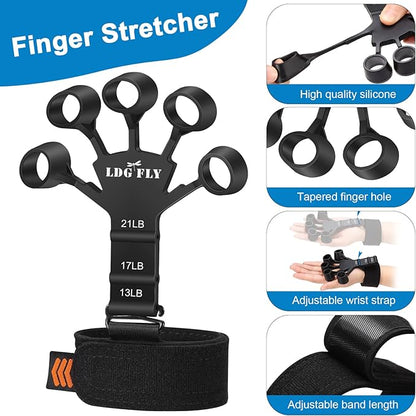 Hand Grip Strengthener Kit,Grip Strength Trainer, Finger Exerciser,Adjustable Resistance Hand Gripper, Finger Resistance Band, Grip Strength Ring & Stress Relief Ball for Athletes & Musicians