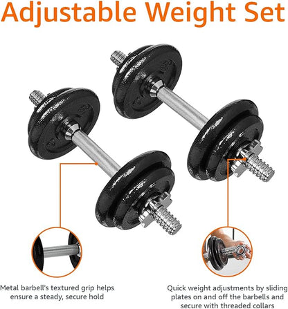 Amazon Basics Adjustable Dumbbell Hand Weight Set, 38 Pounds, Black