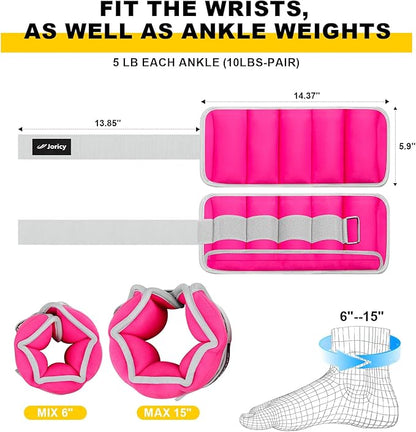 Adjustable Ankle Weights for Women Men 1 Pair 2 4 6 8 10 LBS Leg Weights Hand Arm Wrist Weights with Removable Weight, 1-5 LB Each Ankle Strength Training Weight for Physical Therapy Gym Fitness Walking Running