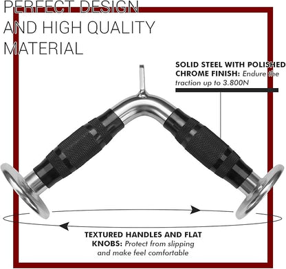 A2ZCARE Cable Machine Accessories for Weight Lifting, LAT Pull Down Attachment V Handle, V-Shaped Bar, Tricep Rope, Rotating Straight Bar