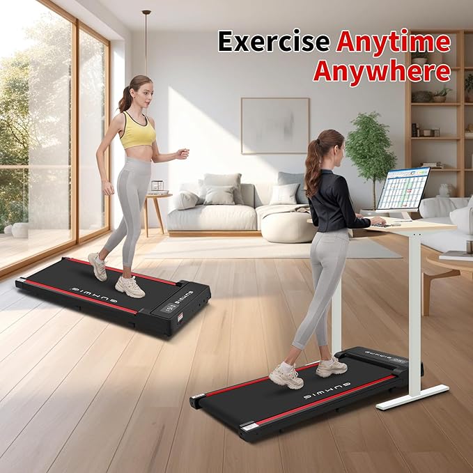 Under Desk Walking Pad, Compact Treadmill for Home Office Exercise Equipment, Portable Jogging Pads Machine with LED Display and Remote Control，300LBS Large Capacity and Wider Running Belt