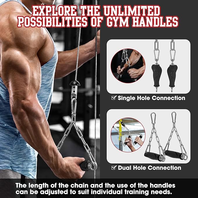 Tricep Rope LAT Pull Down Attachment, Gym Handle for Cable, Gym LAT Pulldown Cable Machine Pulley System Accessory, DIY Workout Equipment for Home Gym