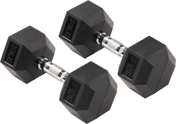 Signature Fitness Premium Rubber Encased Hex Dumbbell, Pairs