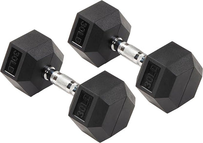 Signature Fitness Rubber Encased Hex Dumbbell, Multiple Sizes