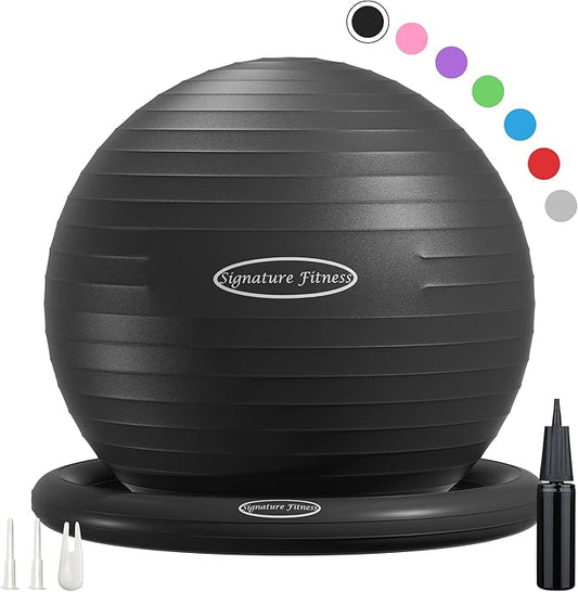 Anti-Burst and Slip Resistant Exercise Ball Yoga Ball Fitness Ball Birthing Ball with Quick Pump, 2,000-Pound Capacity, Multiple Colors and Sizes