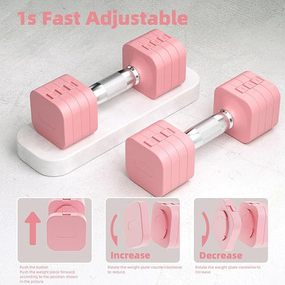 Adjustable Dumbbell Set of 2, 4 in 1 Fast Adjustable Free Weight Set, 11lb Dumbbells Set of 2, Each 4.4lb 6.6lb 8.8lb 11lb for Women & Men Exercise Fitness for Home Gym, Also Can Be Used Push Up Bar