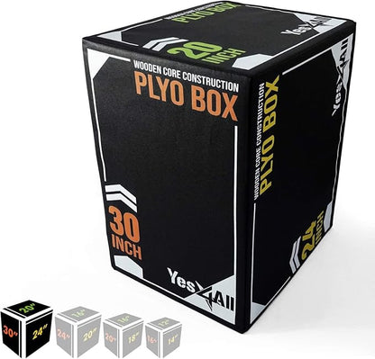 Yes4All 3-in-1 Soft-Padded Plyo Box With Wooden Core, Non-Slip Multi-Use Cushioned Plyometric Jump Box for Jumping, Conditioning, Strength Training