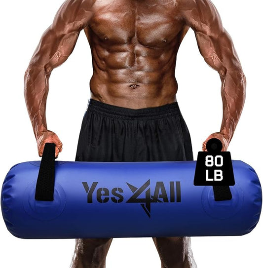 Yes4All Large Aqua Bags for Workout 45-80lbs - Ultimate Core Water Weights Aqua Bag - Portable Stability Fitness - Perfect Agility, Durability for Indoors and Outdoors - Clear & Dark Blue