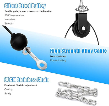 Fitness Cable Pulley System, Gym LAT and Lift Pulldown Machine Attachments, LAT Pull Down Bar Home Workouts Equipments for Biceps Triceps Shoulder Arm Curl Forearm Muscle Strength Exercise