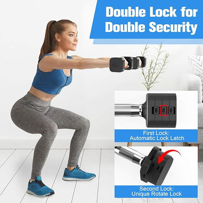 Adjustable Dumbbells Set of 2, Adjustable Weight Dumbbells with 4 Levels 4.4lb, 6.6lb, 8.8lb, 11lb, Hand Weights Sets for Women/Men Home Gym Full Body Workout