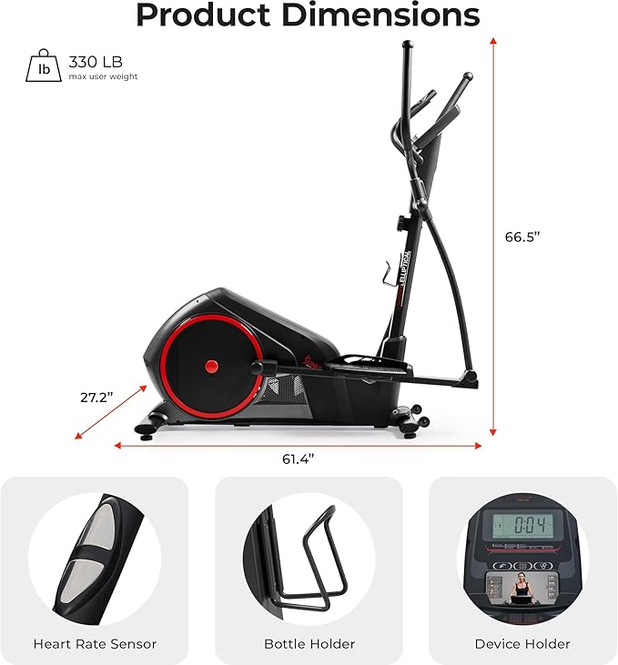 Sunny Health & Fitness Smart Endurance Elliptical Trainer w/Extended Stride, Home Cardio Exerciser & Full-Body Cross Training Machine, Exclusive SunnyFit App Bluetooth Link, Optional 14" & 18" Stride