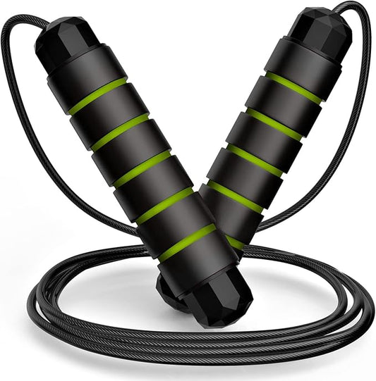 Jump Rope, Tangle-Free Rapid Speed Jumping Rope Cable with Ball Bearings for Women, Men, and Kids, Adjustable Steel Jump Rope Workout with Foam Handles for Fitness, Home Exercise & Slim Body