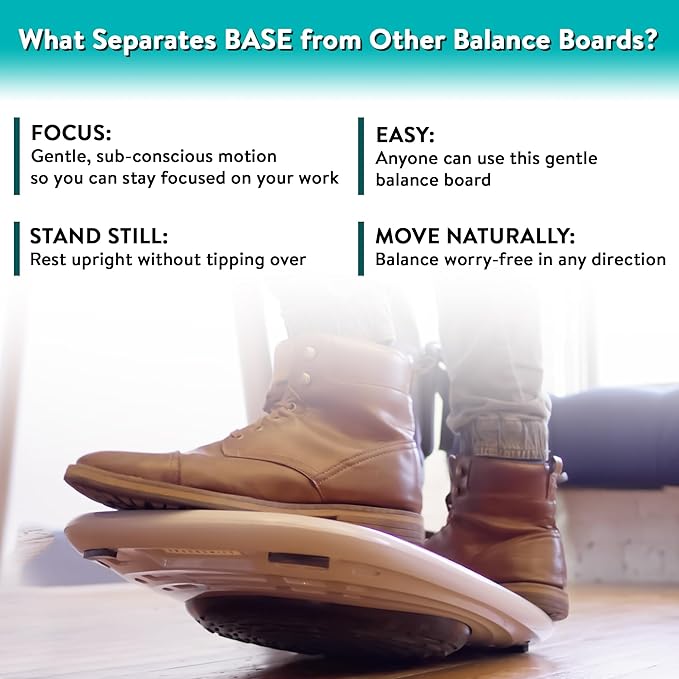 BASE Standing Desk Balance Board – Office Wobble Board with Anti-Fatigue Mat gentle balance board standing desk mat balancing board rocker board accessories exercise equipment Improve Posture & Focus