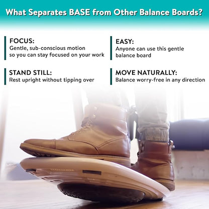 BASE Standing Desk Balance Board – Office Wobble Board with Anti-Fatigue Mat gentle balance board standing desk mat balancing board rocker board accessories exercise equipment Improve Posture & Focus