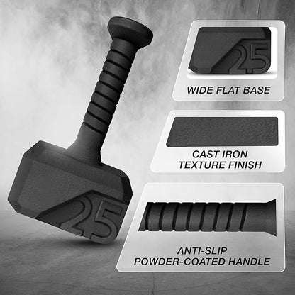 Yes4All Hammer Kettlebells 15, 25, 35 lbs - Cast Iron Weights Anti Slip Powder Coated Handle - Workout Strength Training Gym Equipment, Weightlifting