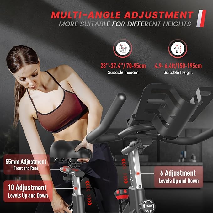 PASYOU Exercise Bike Stationary Bike Indoor Cycling Bike Ultra-Silent Stationary Bikes for Home Magnetic Exercise Bikes for Home Indoor Bike with LCD Monitor iPad Holder Cycle Bikes for Exercise